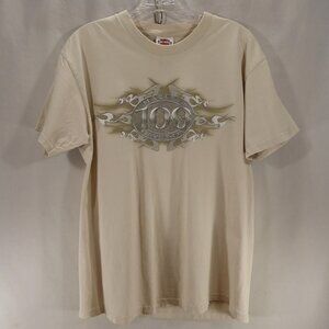 Mens Vintage 2003 Harley Davidson Tan 100 Year Anniversary T-Shirt Columbus OH M